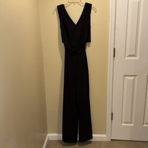 Calvin Klein Crisscross Open-Back Belted Jumpsuit